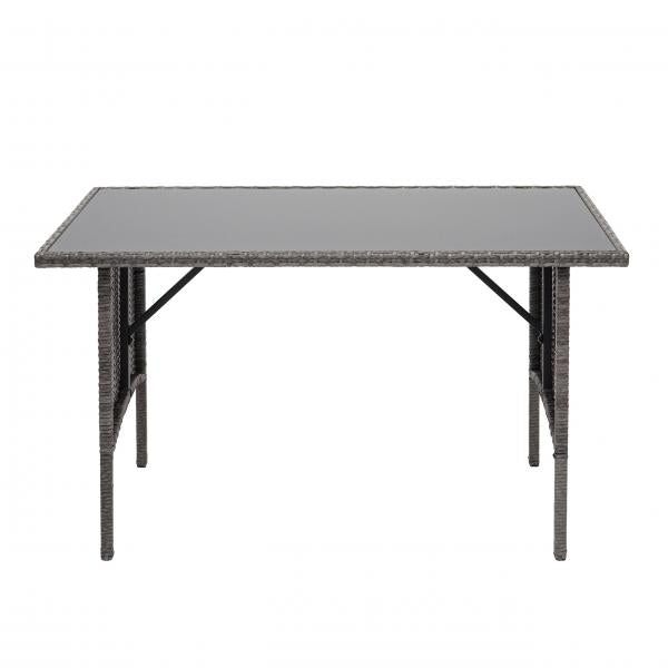 Tavolo da pranzo in polyrattan HWC-G16, tavolo da pranzo, tavolo da giardino, catering 112x60cm ~ grigio