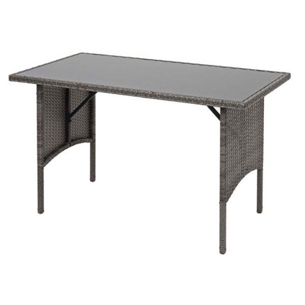 Tavolo da pranzo in polyrattan HWC-G16, tavolo da pranzo, tavolo da giardino, catering 112x60cm ~ grigio