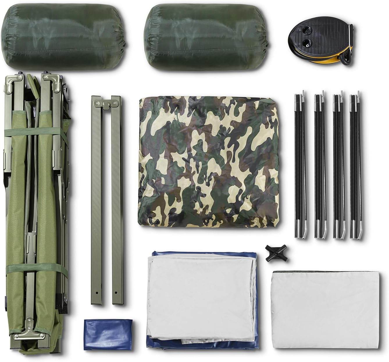 4in1-Zelt Für 2 Personen Wurfzelt Feldbett Mit Campingliege Tarnfarbe - Palo24