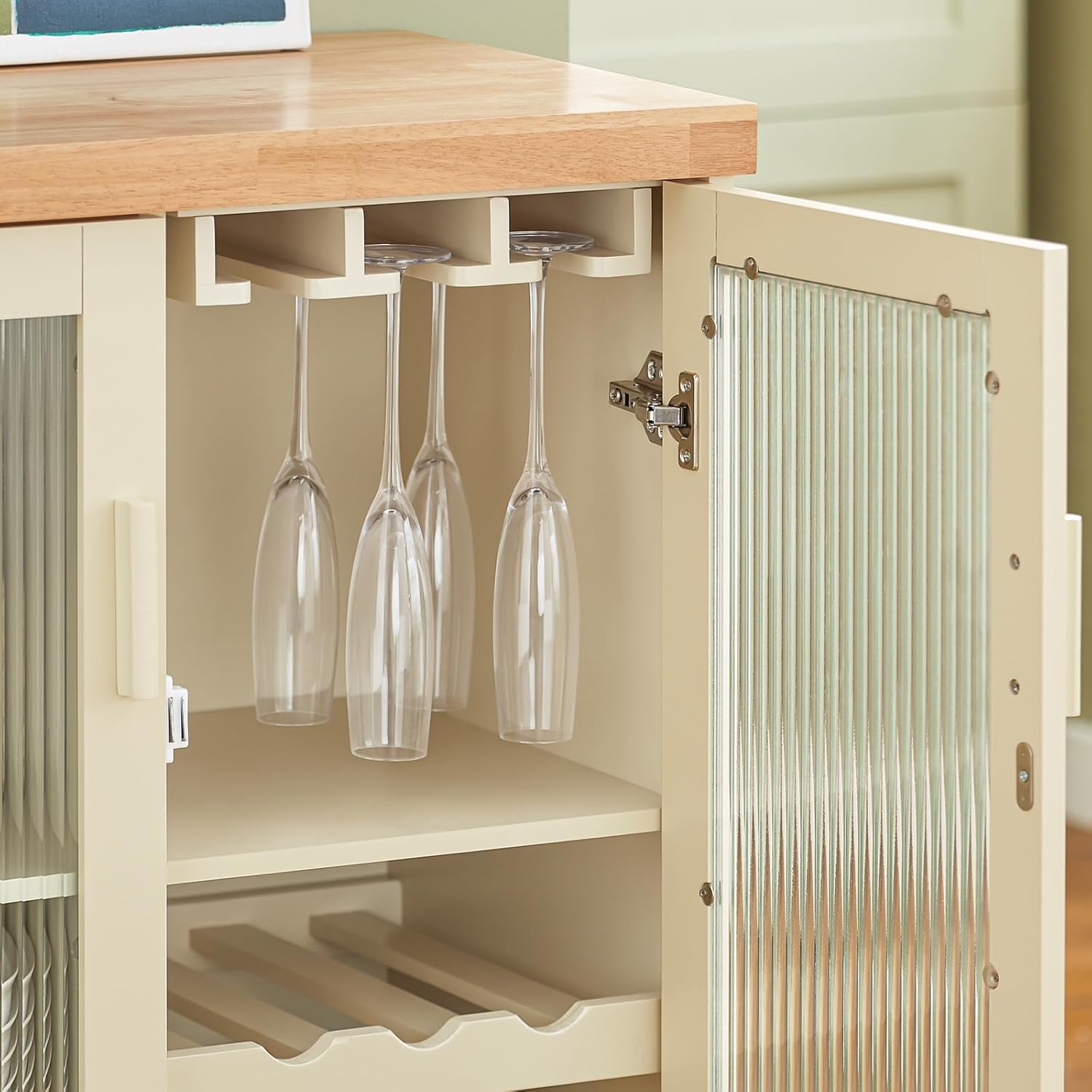 Sideboard mit 2 Glastüren | Küchenschrank | Kommode | Flurschrank | Beige | FSB81-MI - Palo24