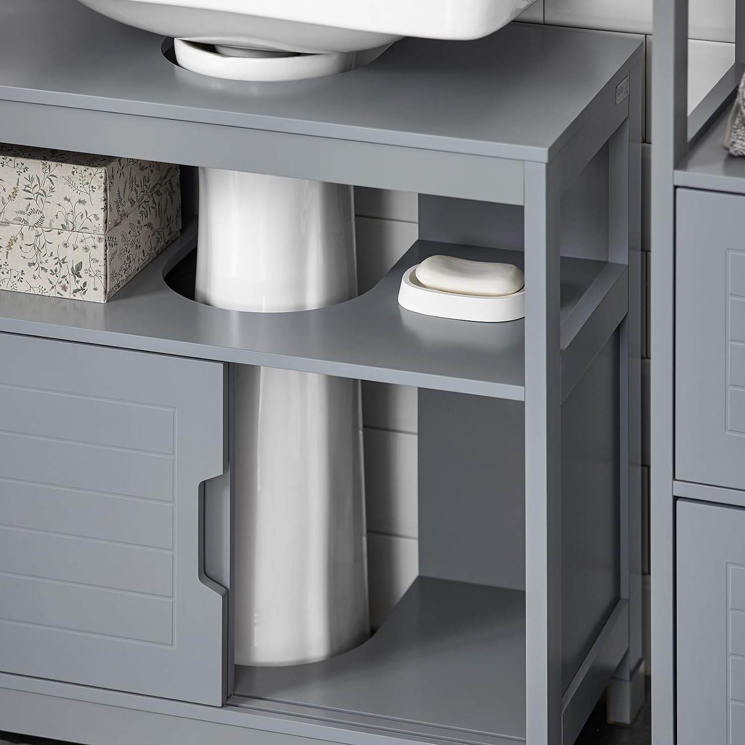 Waschbeckenunterschrank | Waschtisch | Badmöbel | Stahlgrau | FRG128-II-SG - Palo24