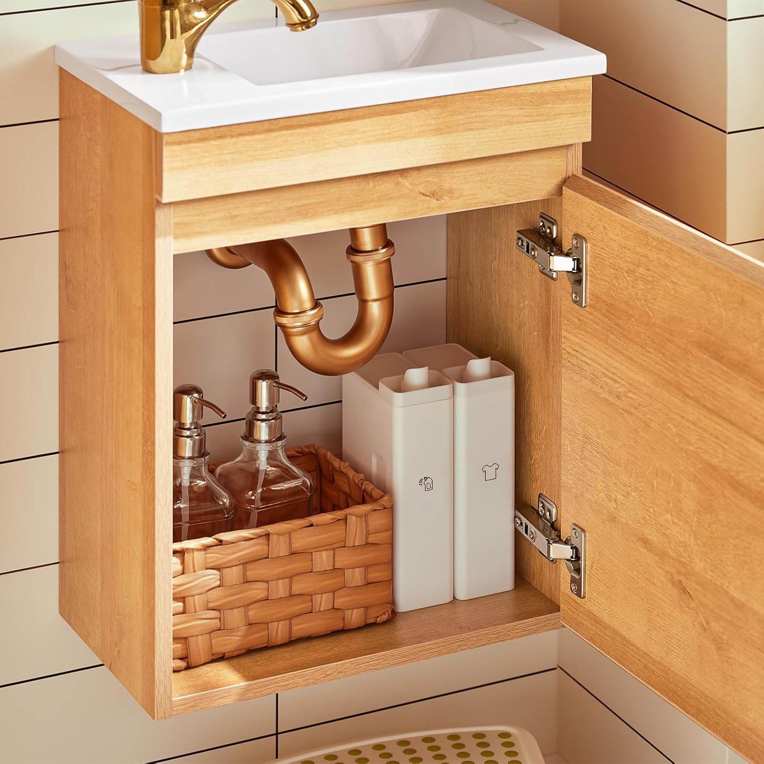 Waschbeckenunterschrank | Unterschrank mit Waschbecken | Badmöbel Natur - Palo24