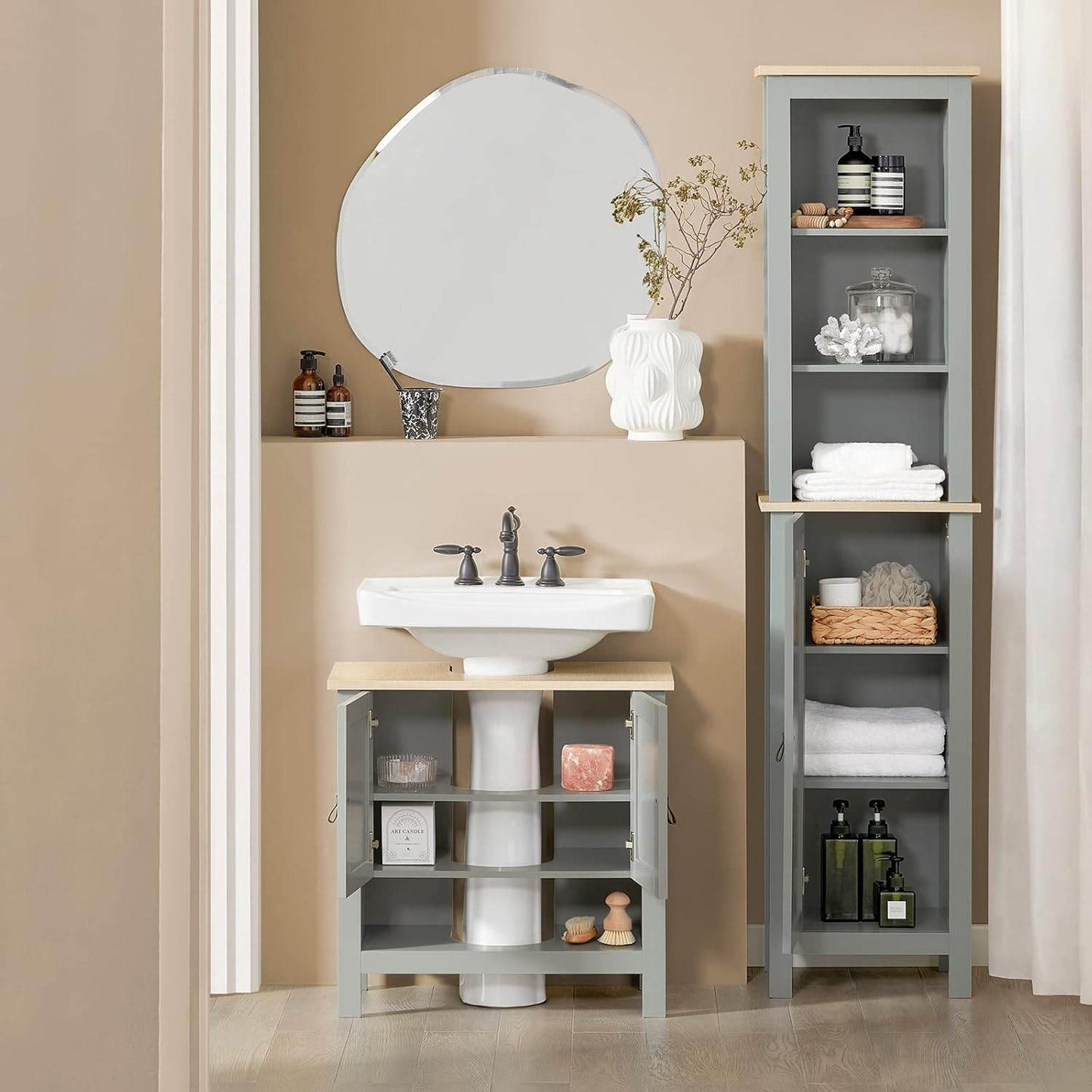 Waschbeckenunterschrank | Badschrank | Waschtisch Hellgrau | BZR69-II-HG - Palo24