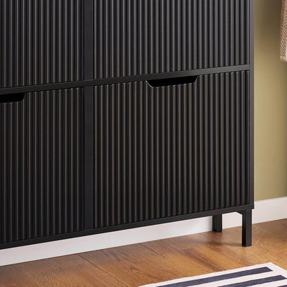 Schuhkipper mit 4 Klappen | Schuhschrank schmal | Schuhkommode Schwarz - Palo24