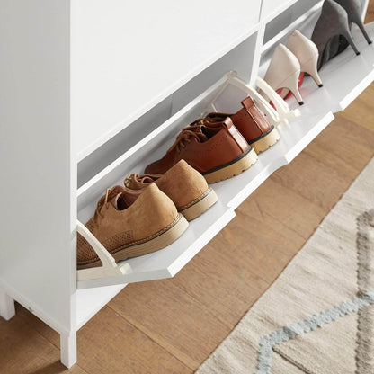 Schuhkipper | Schuhschrank mit 4 Klappen | Schuhkommode Weiss FSR100-W - Palo24