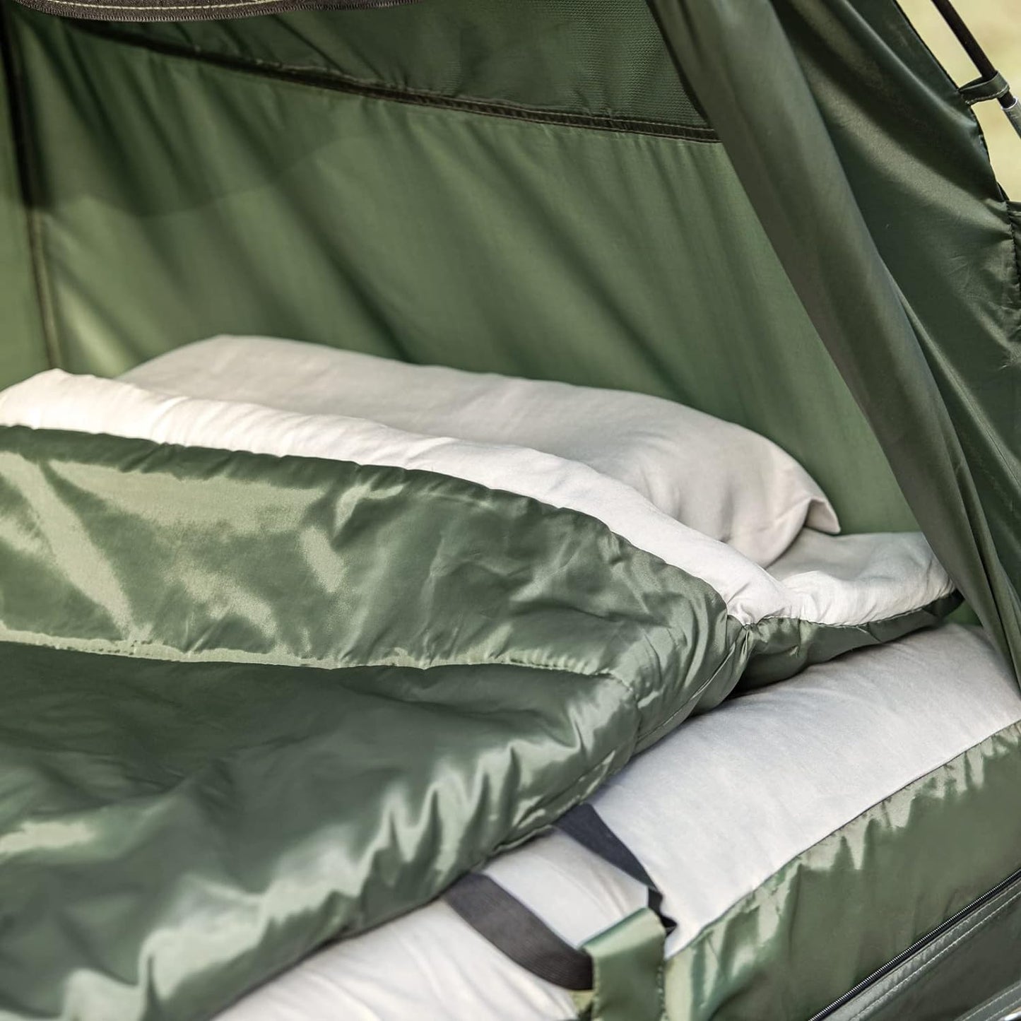 Tenda 4 in 1 per 1 persona, tenda pop-up, lettino da campeggio con sdraio da campeggio, verde