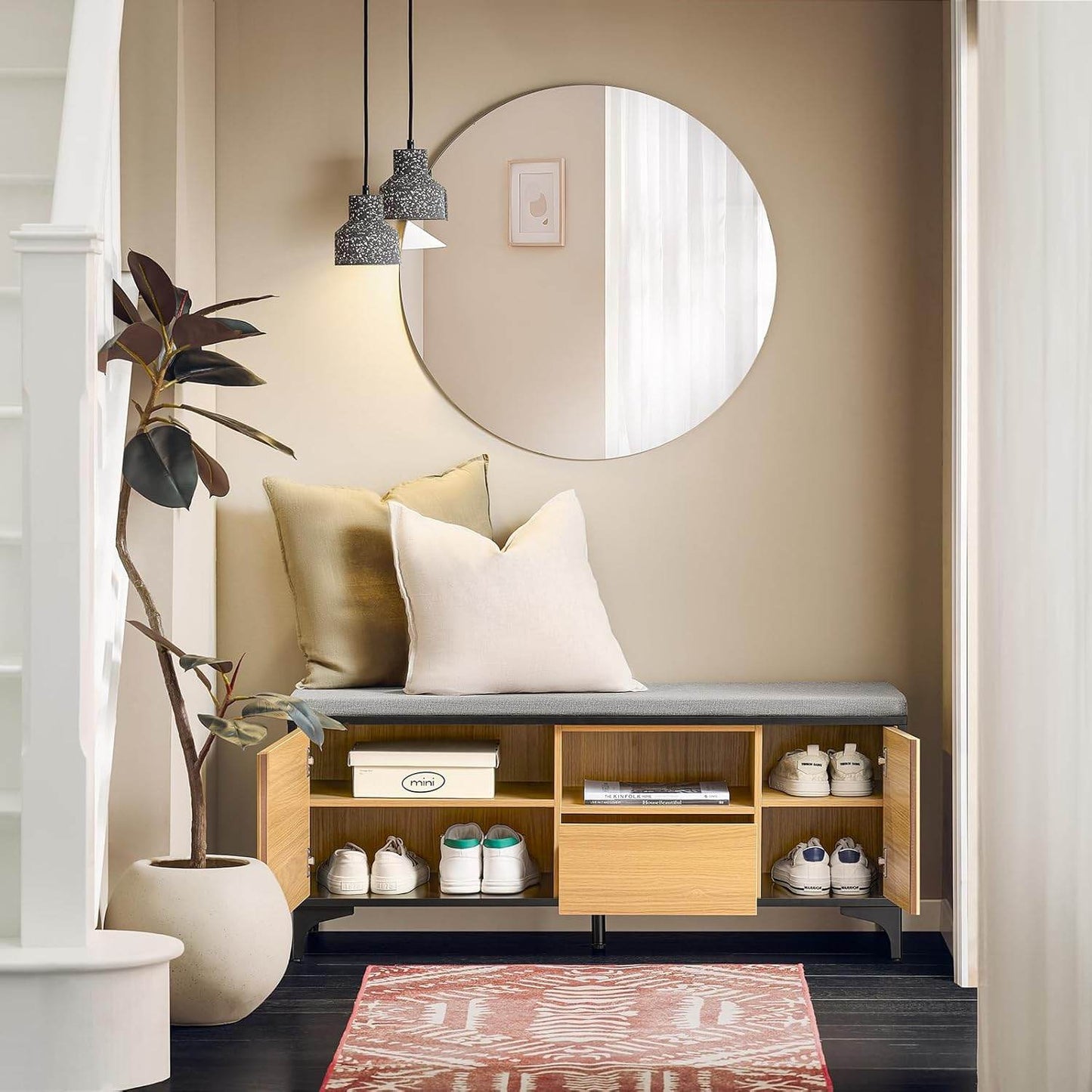 Schuhbank mit 1 Schubladen | Sitzbank | Schuhkommode | Dielenbank | Natur - Palo24