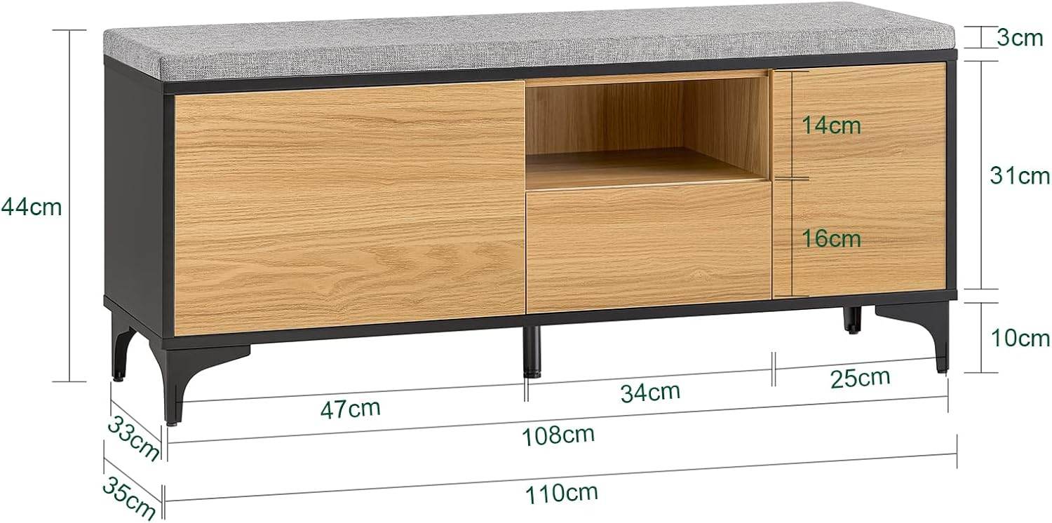 Schuhbank mit 1 Schubladen | Sitzbank | Schuhkommode | Dielenbank | Natur - Palo24