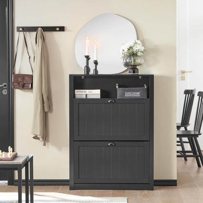 Schuhkipper | Schuhschrank mit 2 Klappen | Schuhkommode Schwarz - Palo24