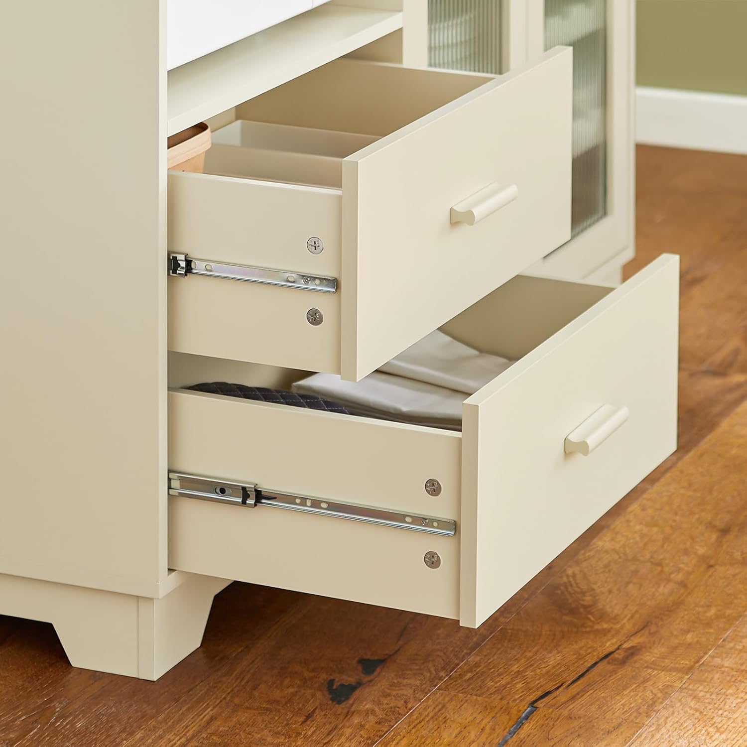 Sideboard mit 2 Glastüren | Küchenschrank | Kommode | Flurschrank | Beige | FSB81-MI - Palo24