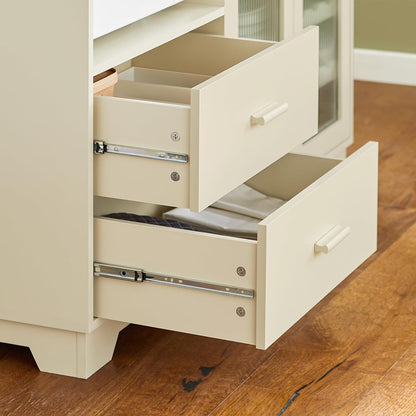 Sideboard mit 2 Glastüren | Küchenschrank | Kommode | Flurschrank | Beige | FSB81-MI - Palo24