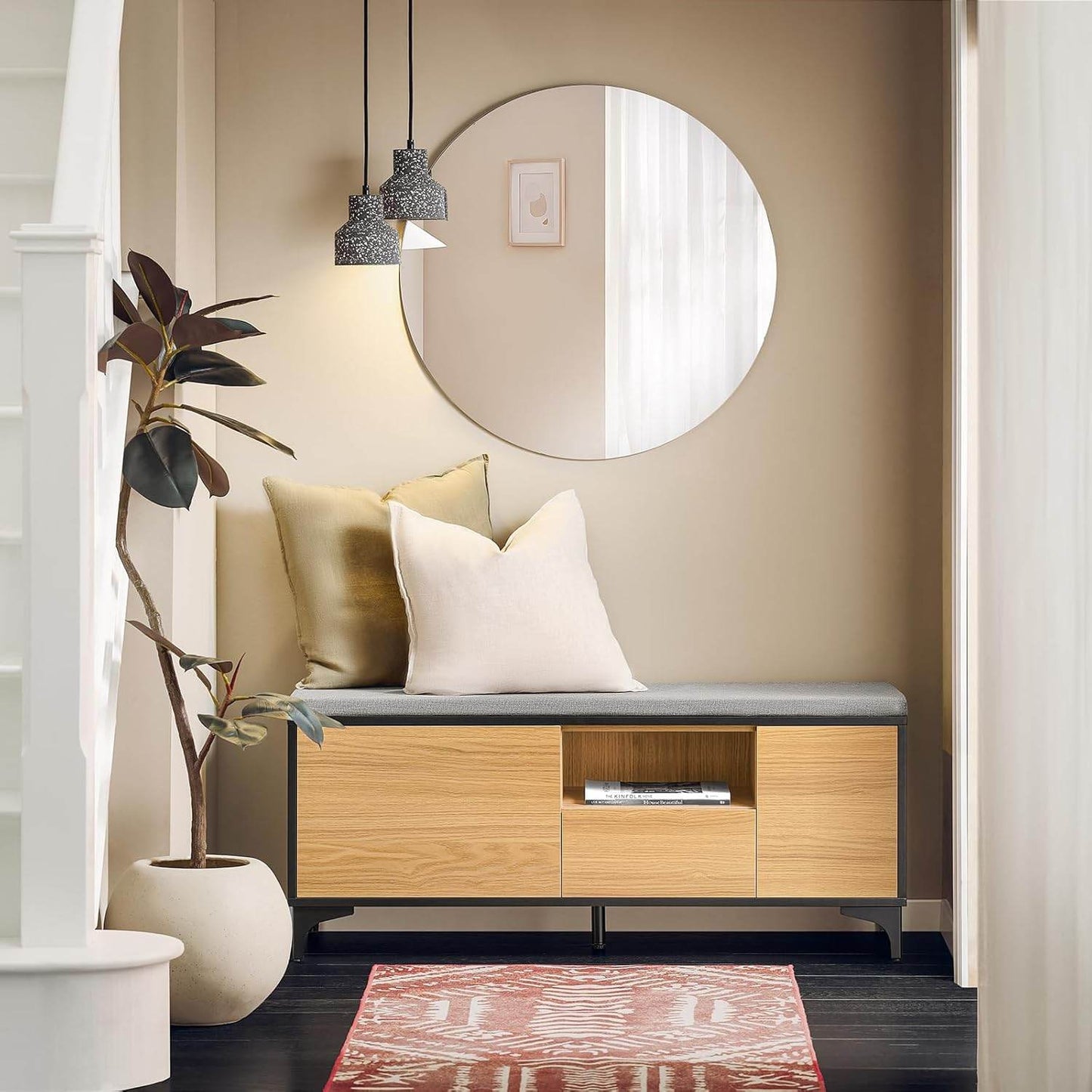 Schuhbank mit 1 Schubladen | Sitzbank | Schuhkommode | Dielenbank | Natur - Palo24