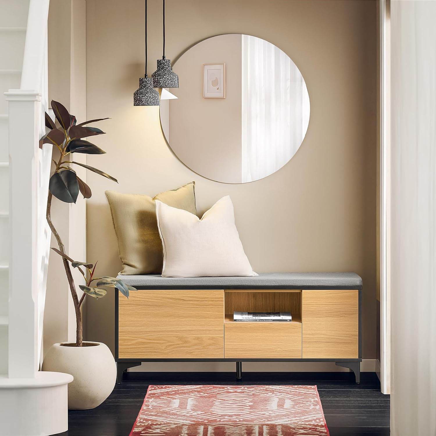 Schuhbank mit 1 Schubladen | Sitzbank | Schuhkommode | Dielenbank | Natur - Palo24