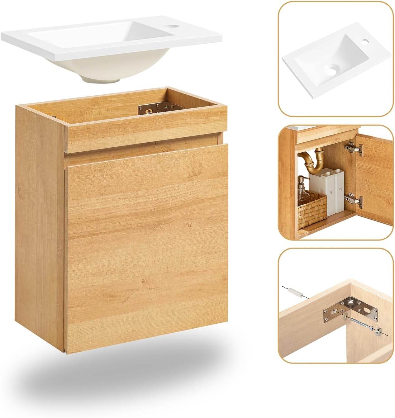 Waschbeckenunterschrank | Unterschrank mit Waschbecken | Badmöbel Natur - Palo24