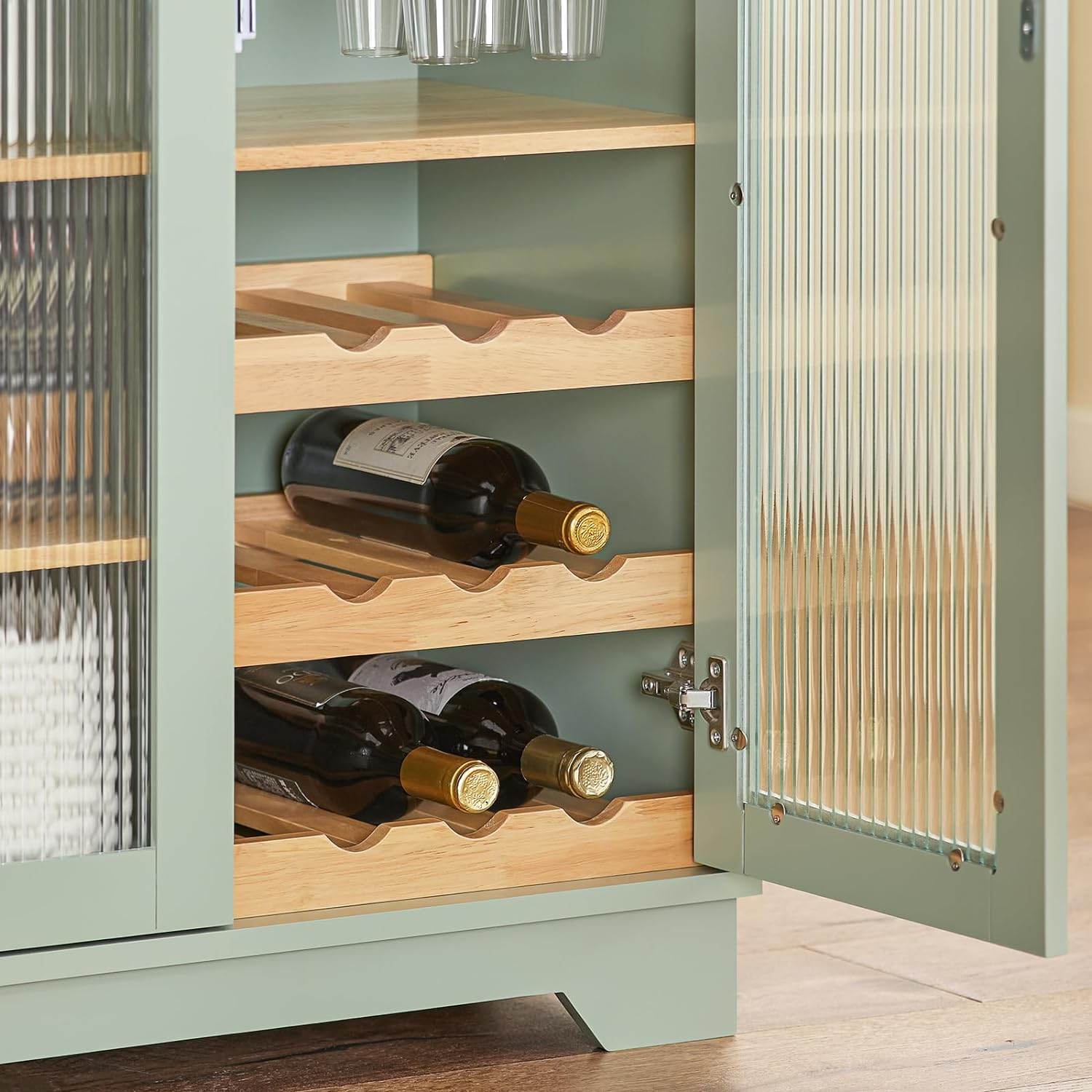 Sideboard mit 2 Glastüren | Küchenschrank | Kommode | Flurschrank | Grün - Palo24