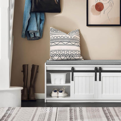 Schuhbank mit Sitzfläche | Sitzbank | Dielenbank | Schuhregal | Weiss - Palo24