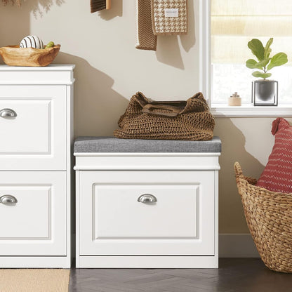 Schuhkipper | Schuhbank mit Klappe | Schuhschrank Weiss