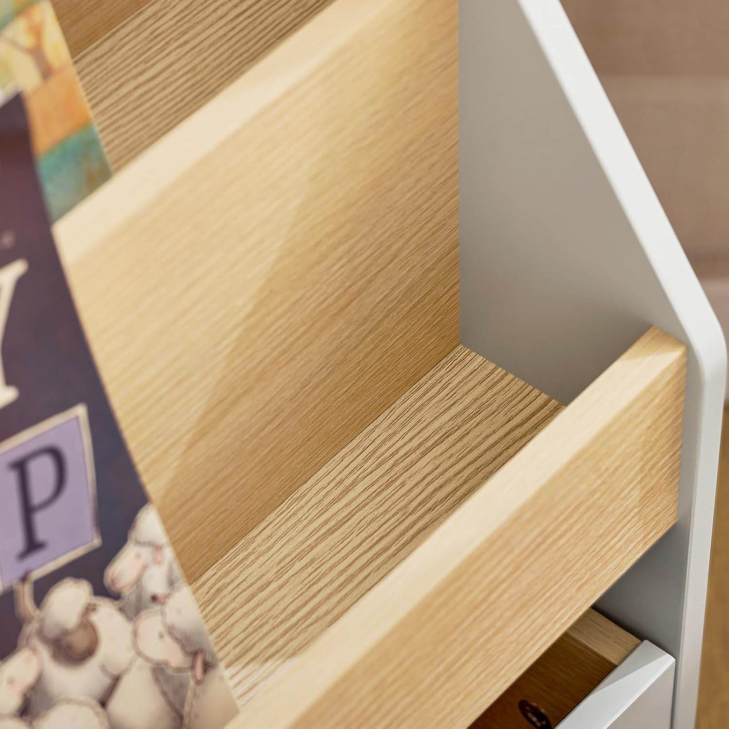 Kinderbücherregal | Spielzeugtruhe | Aufbewahrungsregal Kinderzimmer | Grau/Natur - Palo24