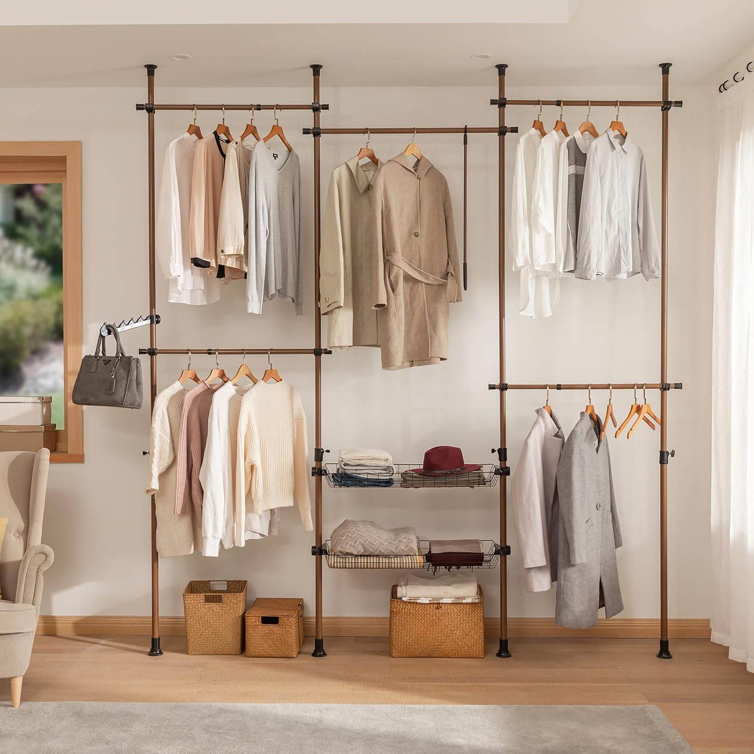 Teleskop Kleiderstange | Kleiderstangen System | Regalsystem | KLS04-BR - Palo24