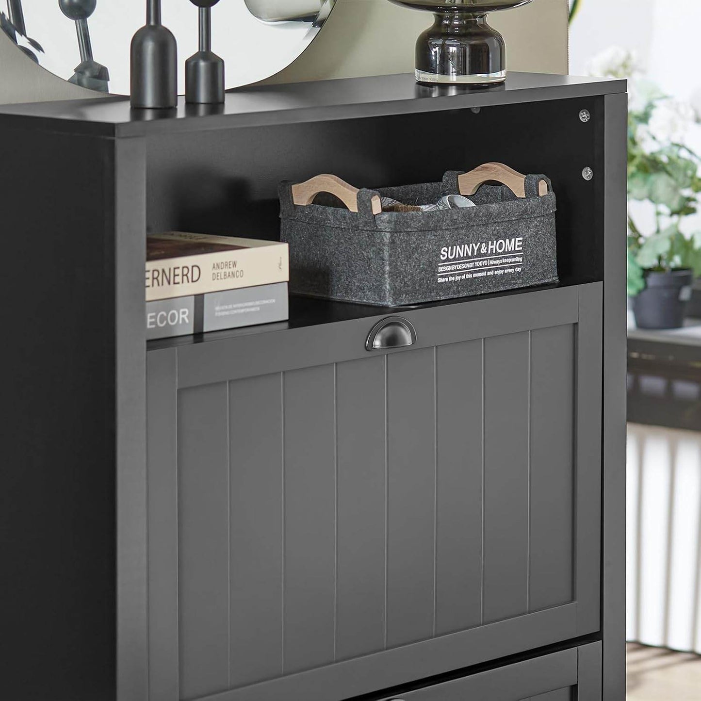 Schuhkipper | Schuhschrank mit 2 Klappen | Schuhkommode Schwarz - Palo24