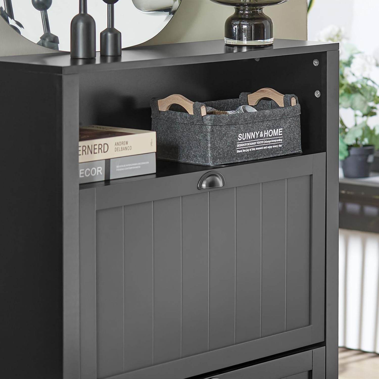 Schuhkipper | Schuhschrank mit 2 Klappen | Schuhkommode Schwarz - Palo24