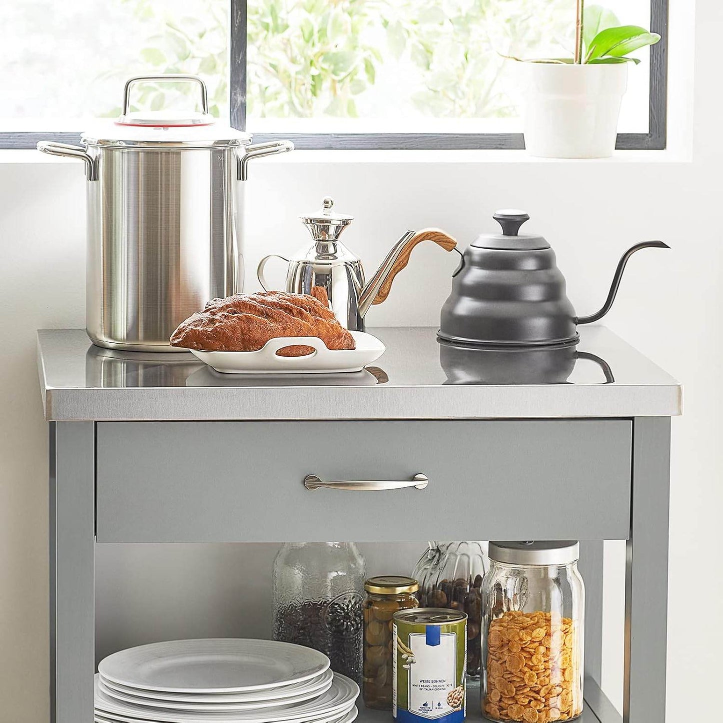 Küchenwagen | Getränkewagen Fürs Büro | Servierwagen Hellgrau | FKW22-HG - Palo24