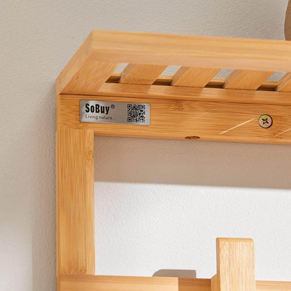 Wandgarderobe mit 6 Kleiderhaken | Flurgarderobe Bambus | FHK06-N - Palo24