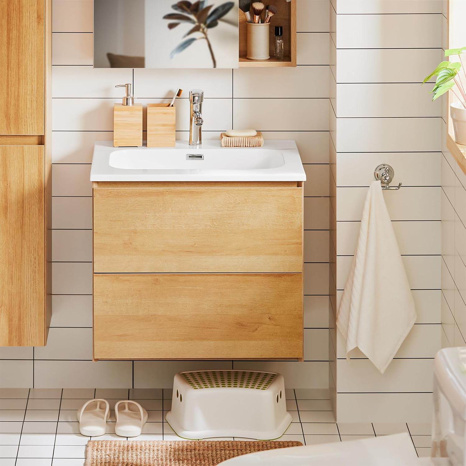 Waschbeckenunterschrank | Waschtisch Natur | Waschbecken mit Unterschrank - Palo24