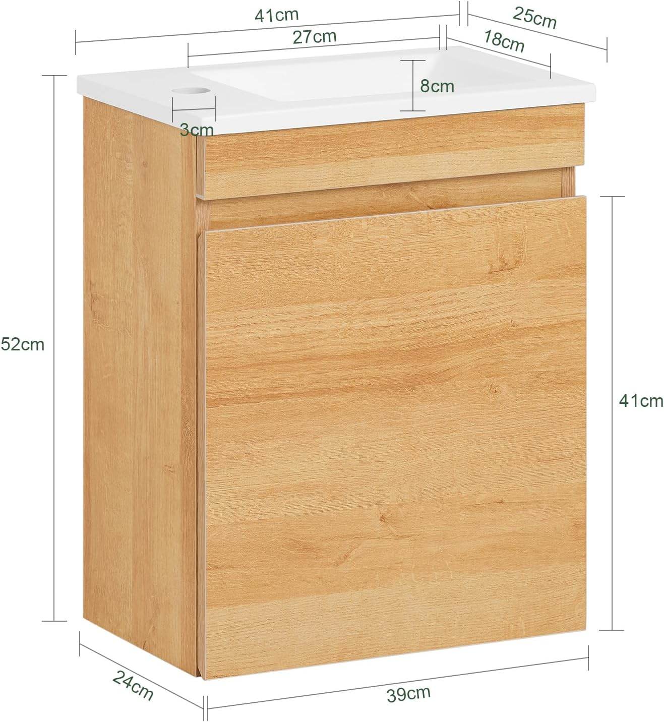 Waschbeckenunterschrank | Unterschrank mit Waschbecken | Badmöbel Natur - Palo24