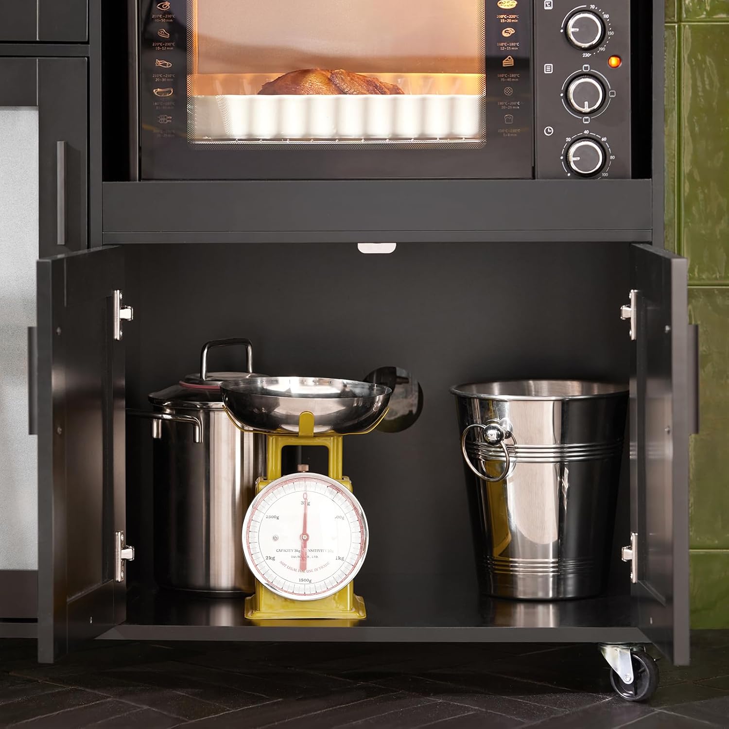 Küchenwagen | Sideboard auf Rollen | Küchenschrank| Rollwagen | Schwarz | FSB78-SCH - Palo24