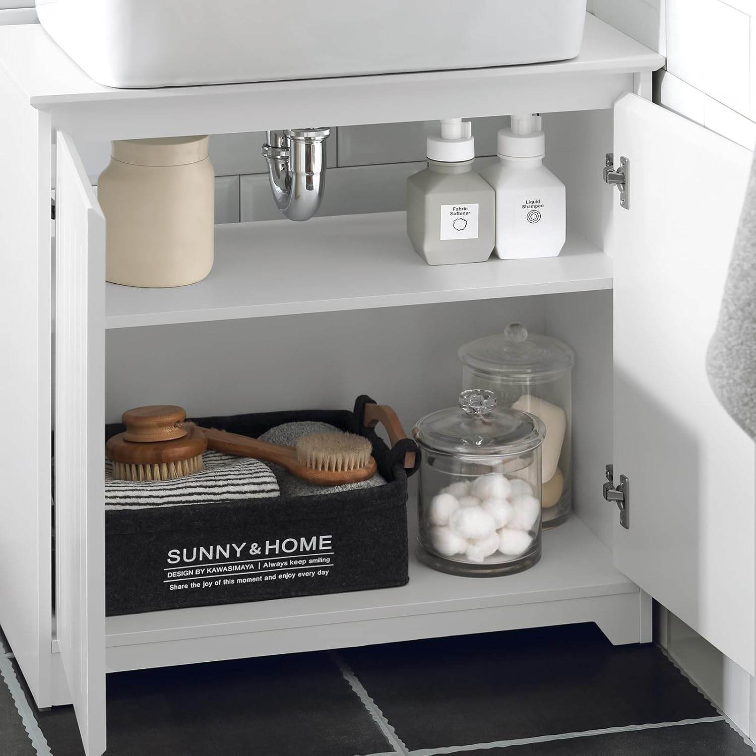 Waschbeckenunterschrank | Badezimmerschrank | Waschtisch | Weiss BZR108-W - Palo24