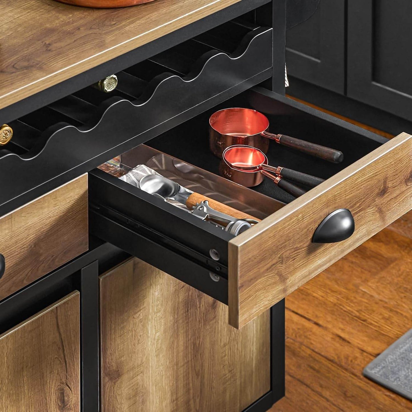 Küchenwagen Mit Flaschenablage | Servierwagen | Kücheninsel | Vintagebraun - Palo24