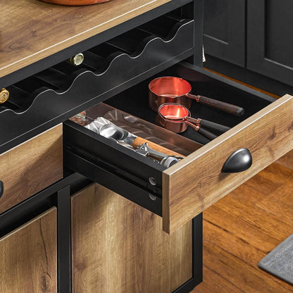 Küchenwagen Mit Flaschenablage | Servierwagen | Kücheninsel | Vintagebraun - Palo24