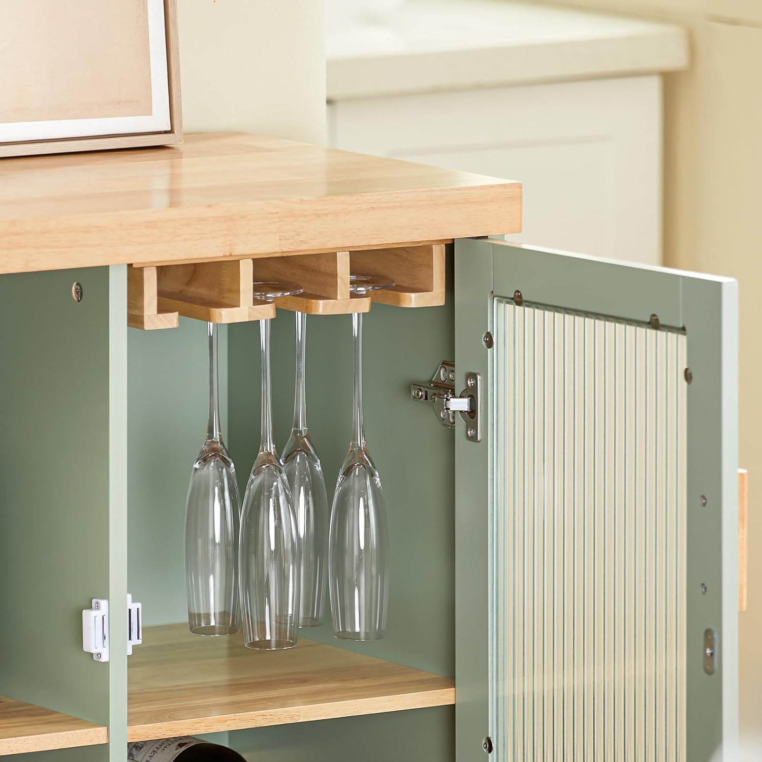 Sideboard mit 2 Glastüren | Küchenschrank | Kommode | Flurschrank | Grün - Palo24