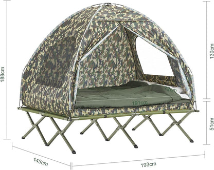4in1-Zelt Für 2 Personen Wurfzelt Feldbett Mit Campingliege Tarnfarbe - Palo24