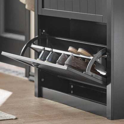 Schuhkipper | Schuhschrank mit 2 Klappen | Schuhkommode Schwarz - Palo24