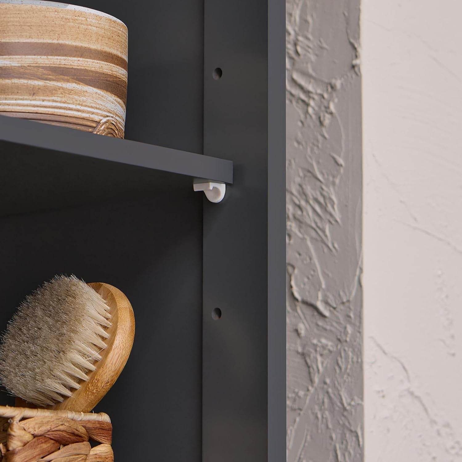 Hochschrank Mit Ausklappbarem Wäschesack Badregal Dunkelgrau - Palo24