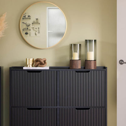 Schuhkipper mit 4 Klappen | Schuhschrank schmal | Schuhkommode Schwarz - Palo24