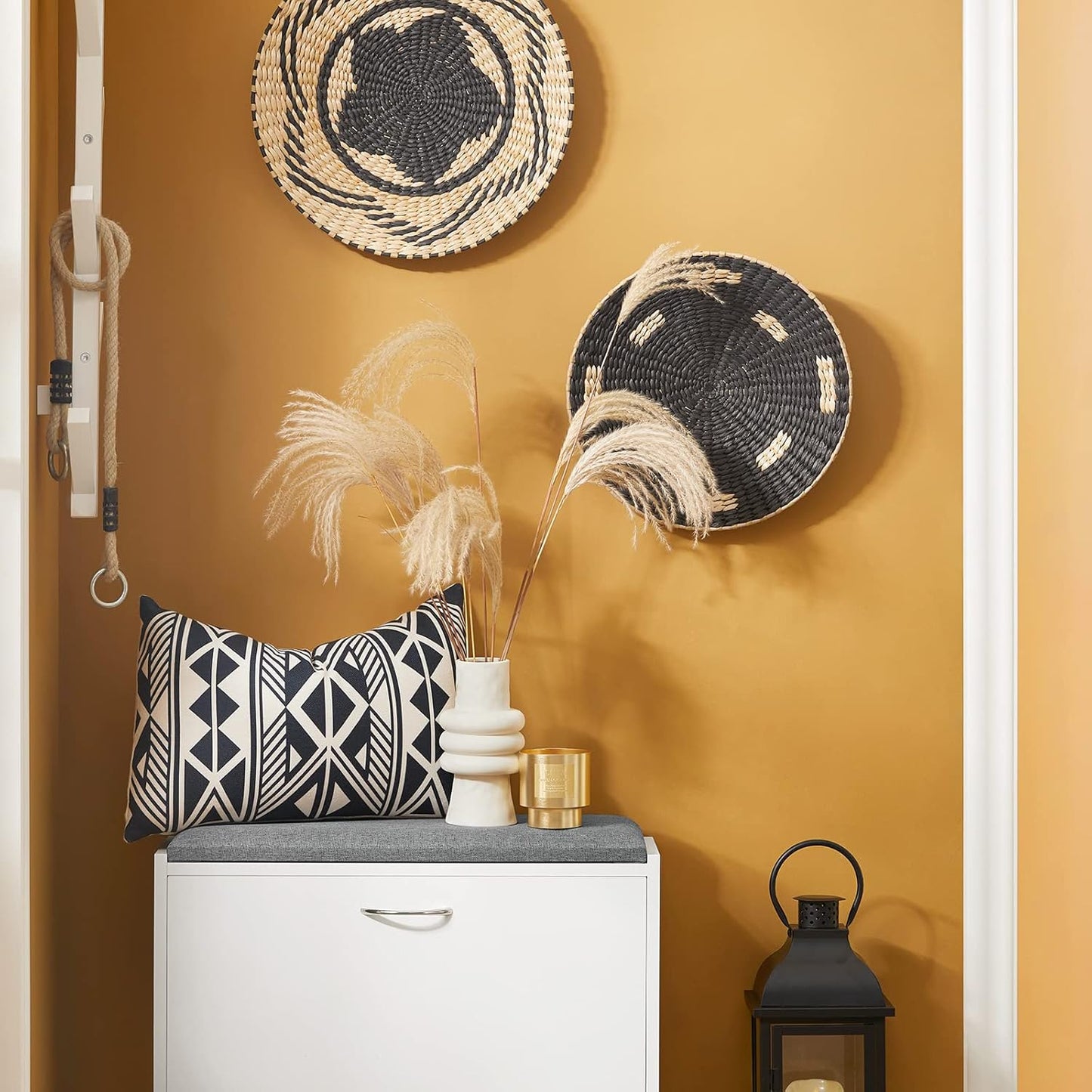 Schuhkipper | Schuhbank mit Schuhregal | Weiss FSR16-K-W