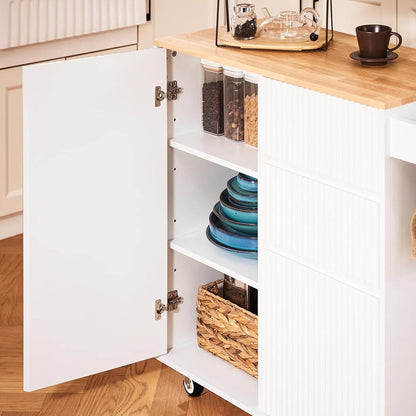 Design Kücheninsel | Servierwagen Weiß | Küchenwagen mit Arbeitsplatte - Palo24