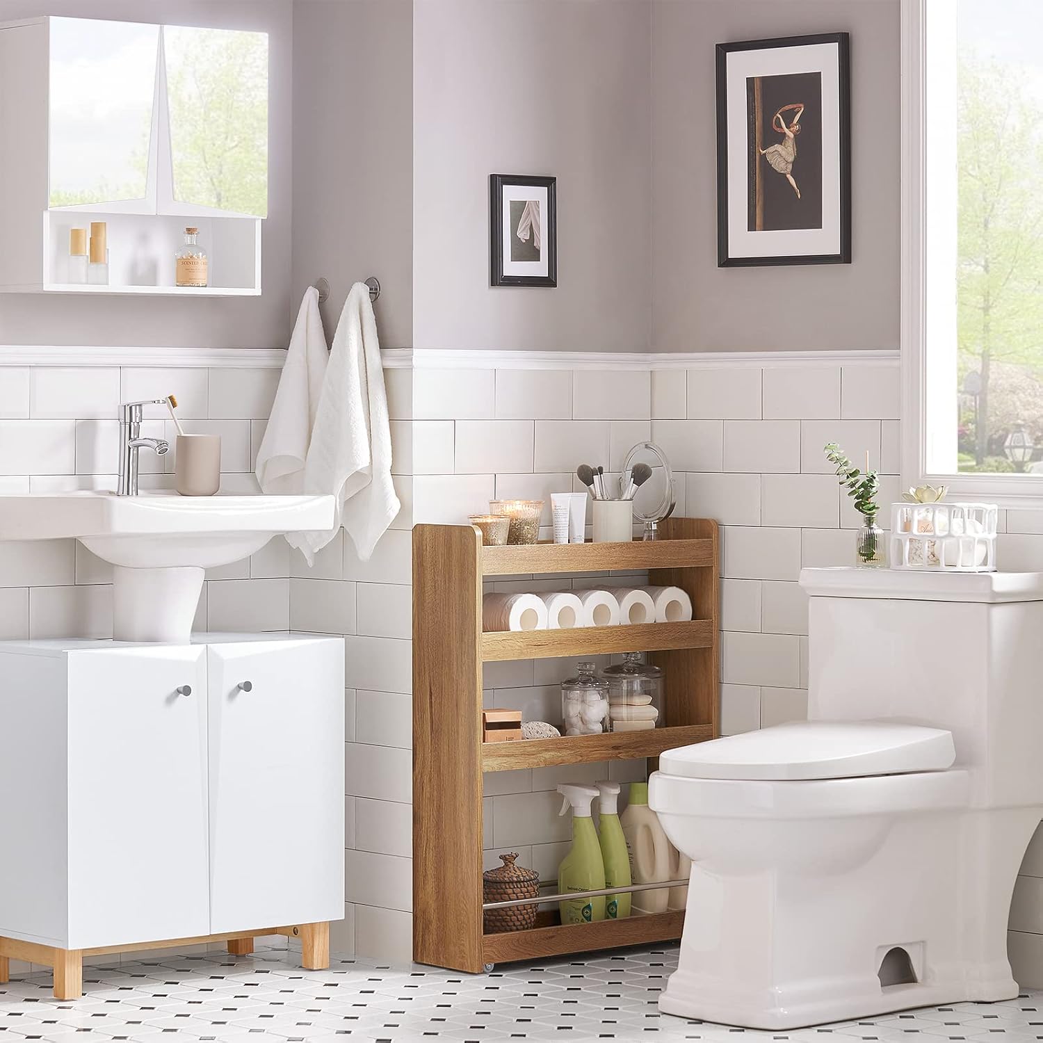 Nischenregal | Badrollwagen | Badezimmerregal | Küchenregal Vintage | NSR01-PF - Palo24