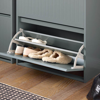 Schuhkipper Mit 3 Klappen | Schuhschrank | Schuhregal | Hellgrau - Palo24