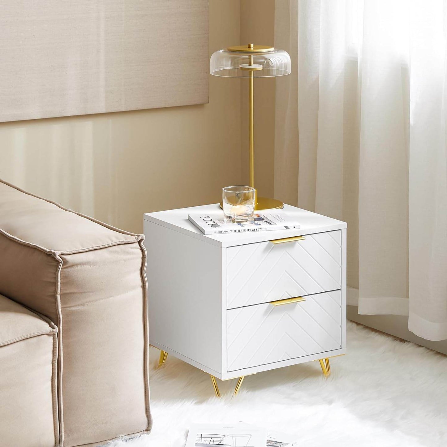 Nachttisch mit 2 Schubladen | Sofatisch | Beistelltisch | Weiss - Palo24