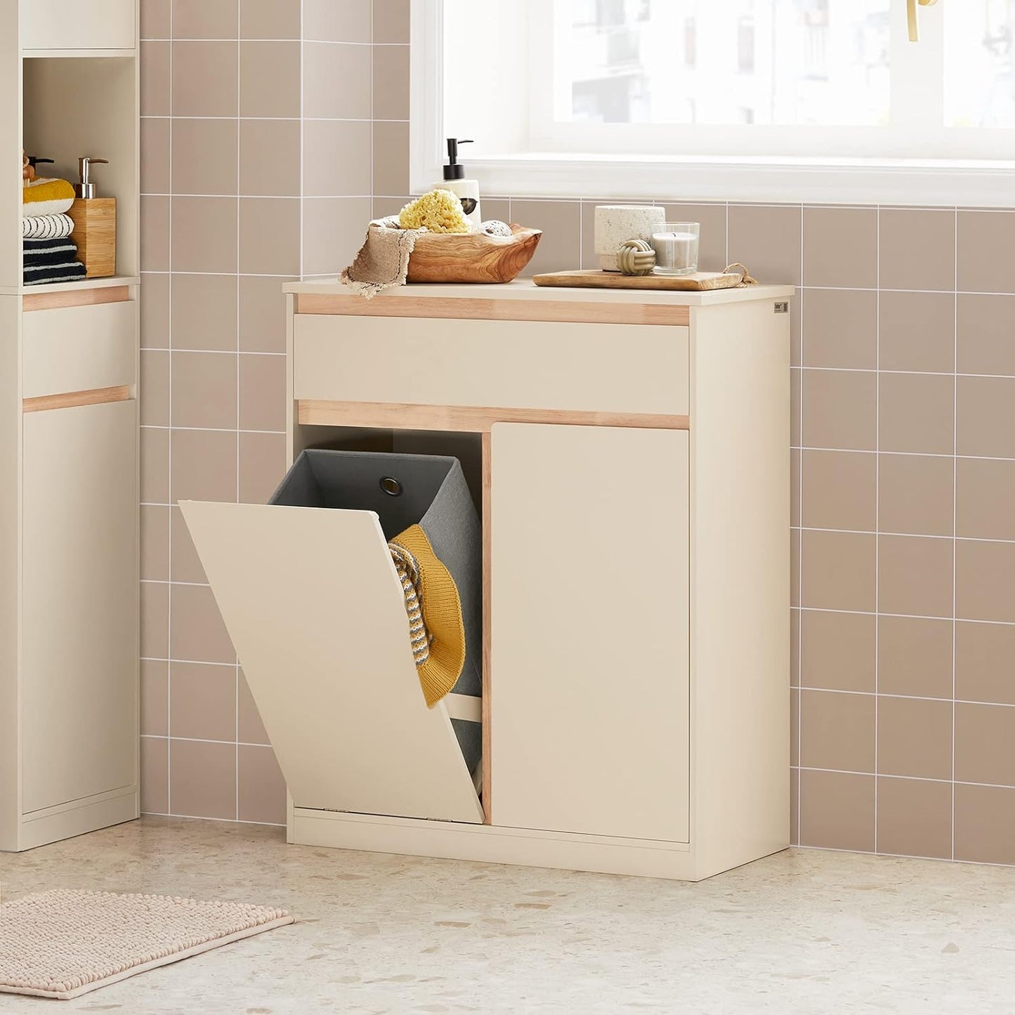 Wäscheschrank | Wäschesammler | Wäschekorb | Wäschesäcken Beige | BZR79-MI