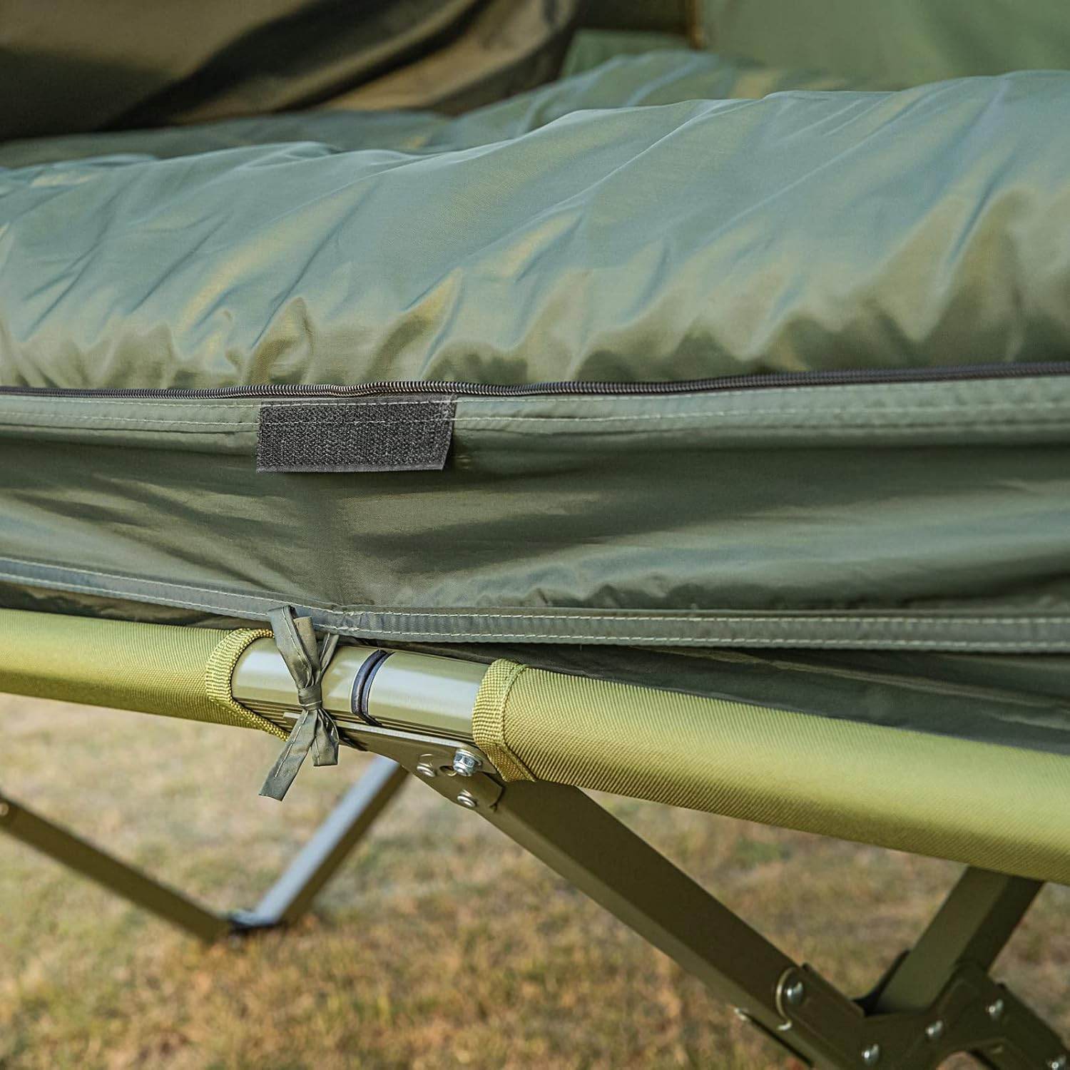 4in1-Zelt Für 2 Personen Wurfzelt Feldbett Mit Campingliege Grün - Palo24