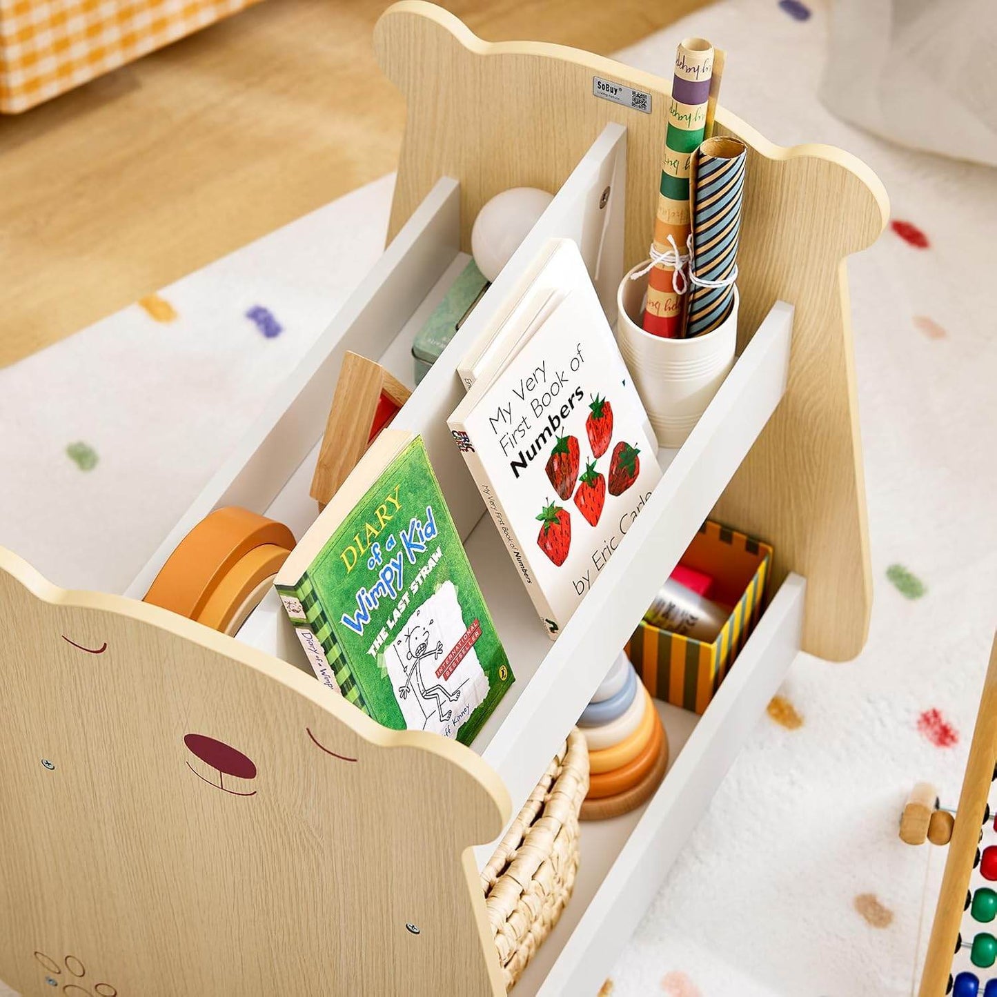 Kinderregal mit Rollen | Organizer für Kinder | Aufbewahrungsregal - Palo24