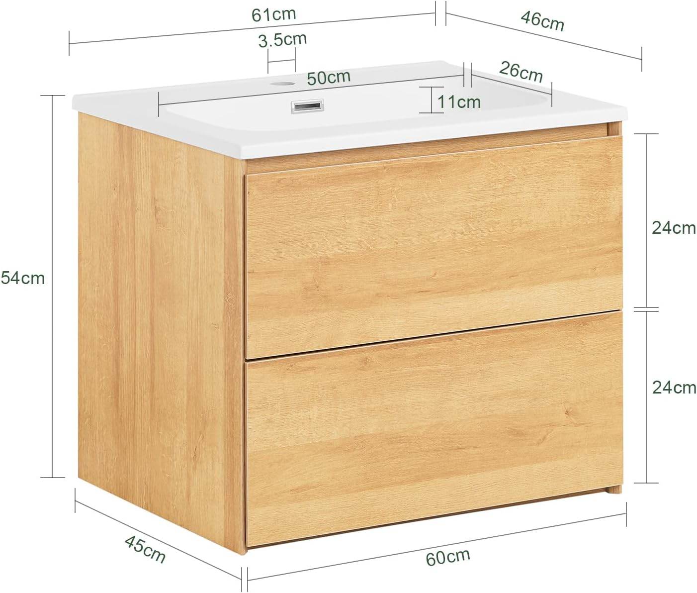 Waschbeckenunterschrank | Waschtisch Natur | Waschbecken mit Unterschrank - Palo24
