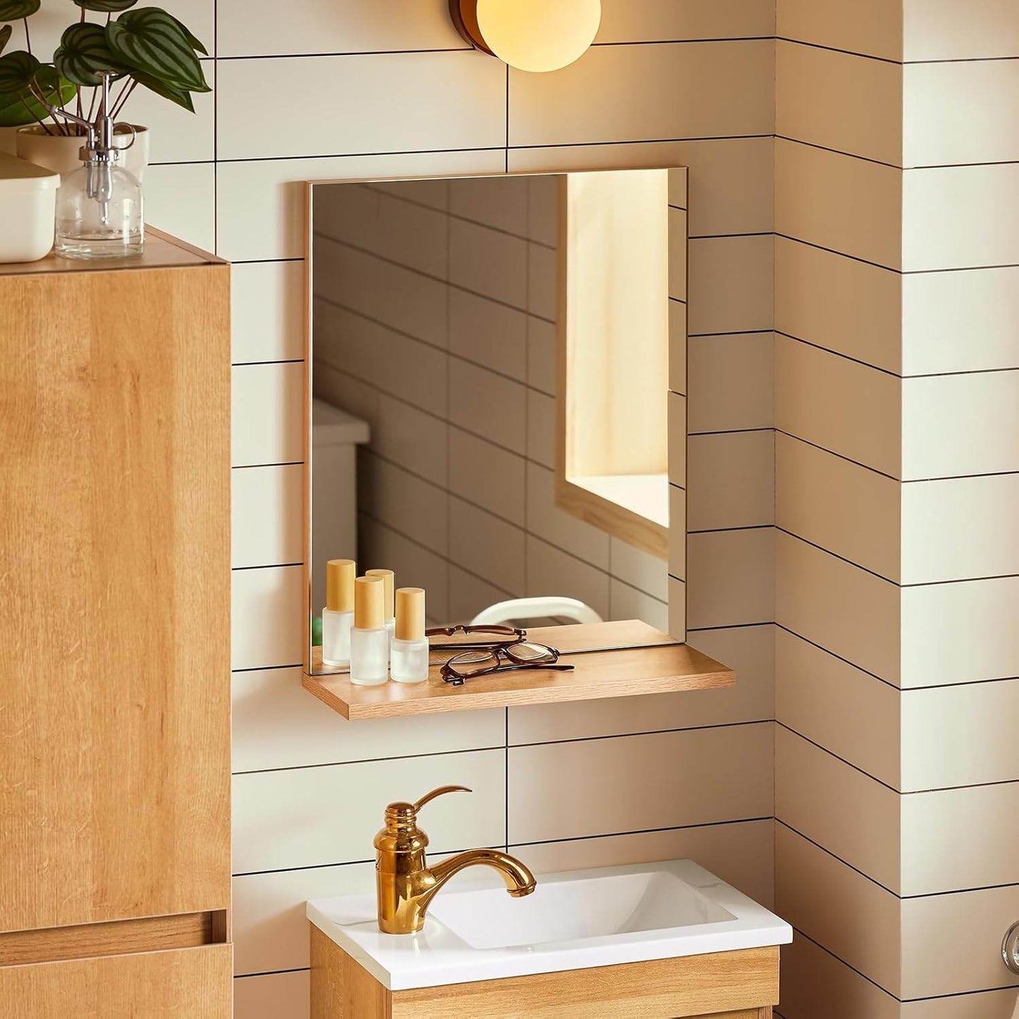 Waschbeckenunterschrank | Wandspiegel | Badmöbel Set Natur - Palo24