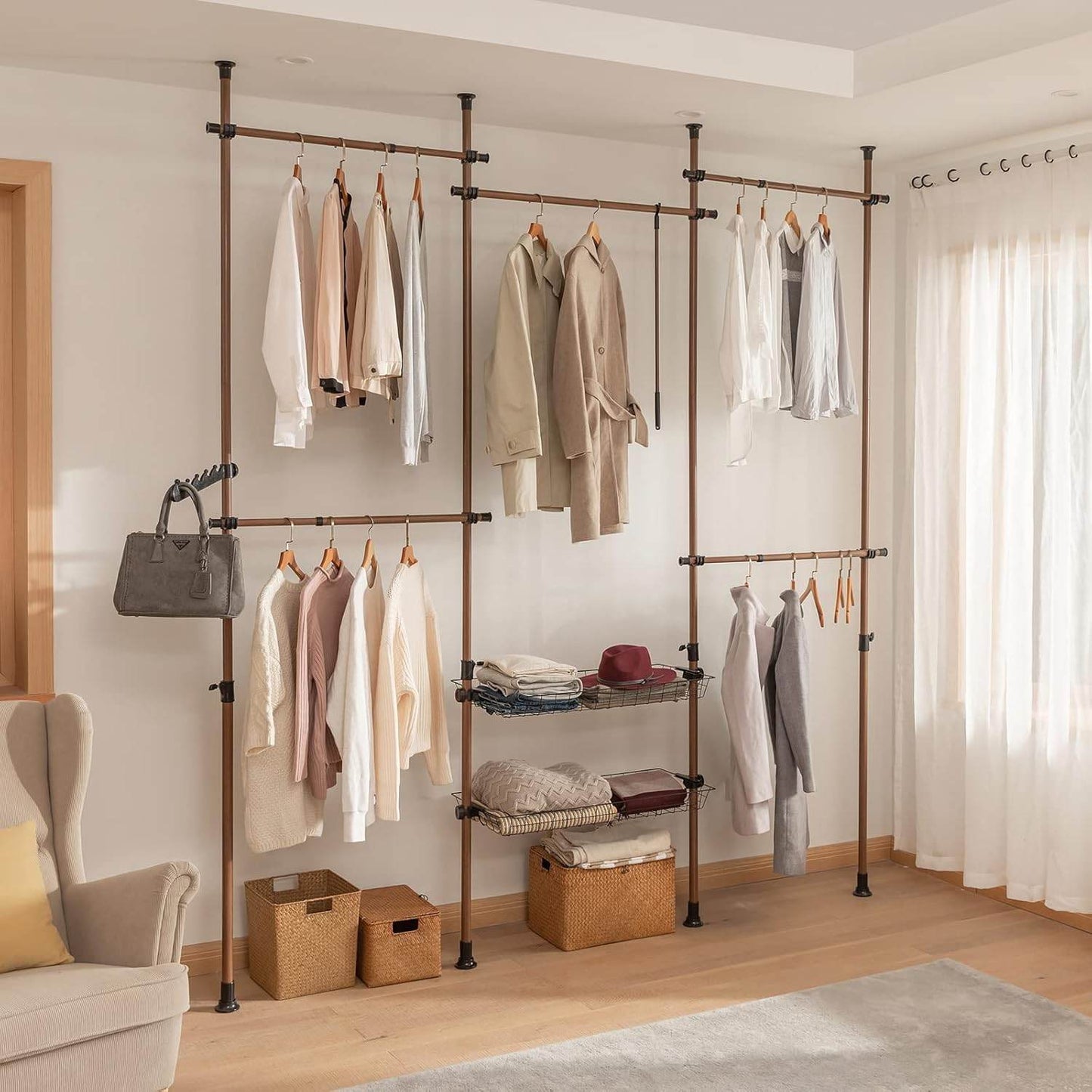 Teleskop Kleiderstange | Kleiderstangen System | Regalsystem | KLS04-BR - Palo24