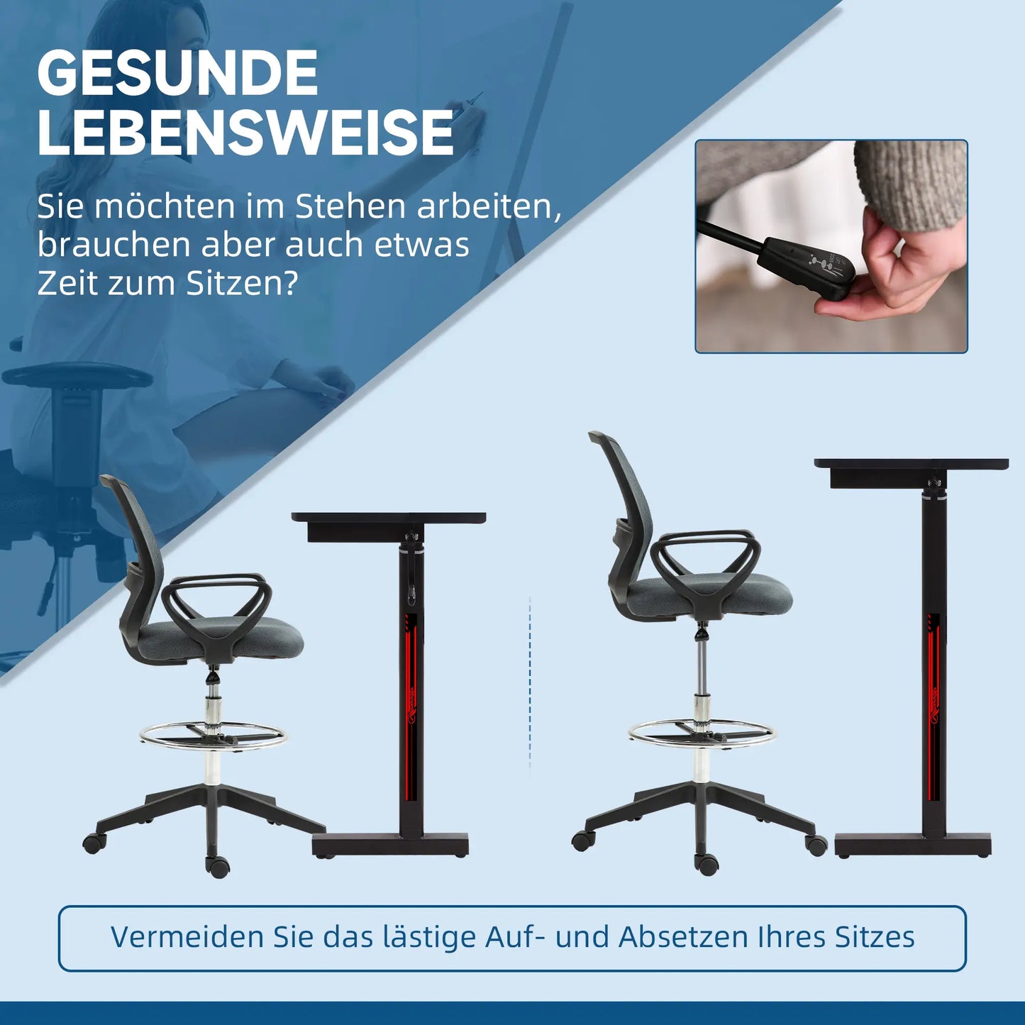 Bürostuhl Ergonomischer Schreibtischstuhl mit Armlehnen Grau